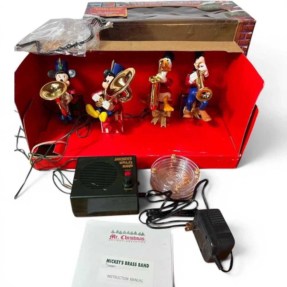1995 Mr Christmas Mickey Mouse Brass Band Disney Animated Complete Box Works